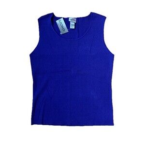Chicos Knit Purple Tank Top Sweater Silk Cotton Blend Indigo Purple Sz 2/ Large
